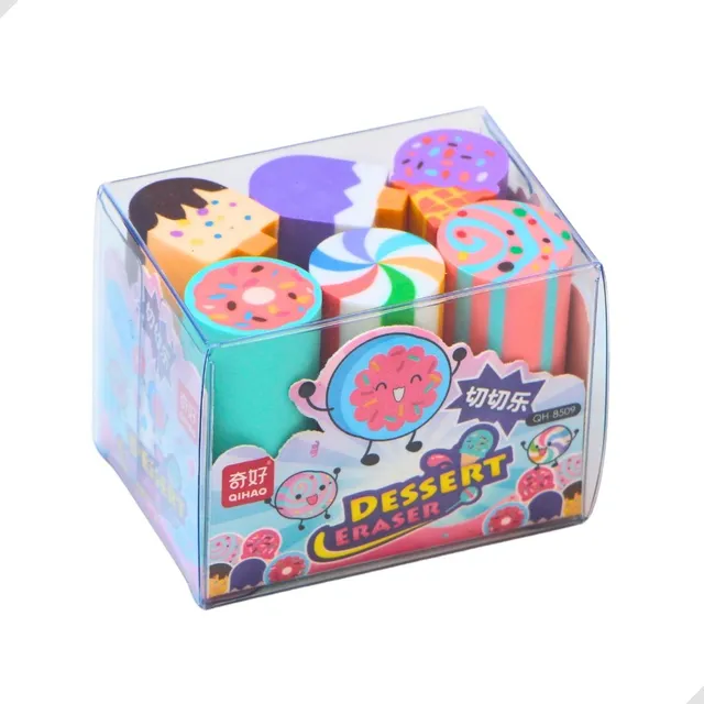 Kit 6 Borrachas Escolar Corte Comprida Fofa Divertida Kawaii