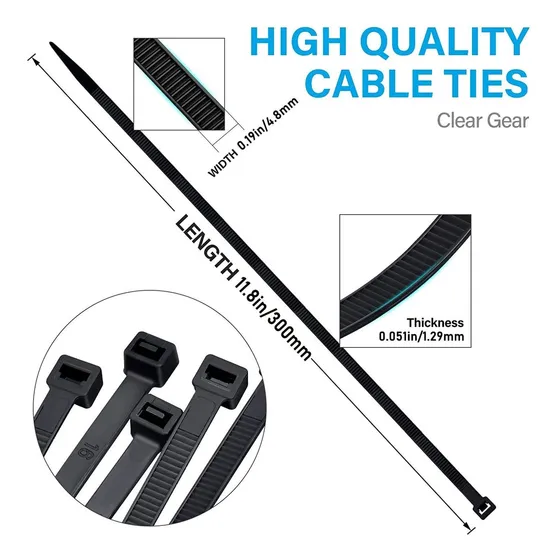 100 Brida Resistente 12 Plastico Negro Resistencia Rayo