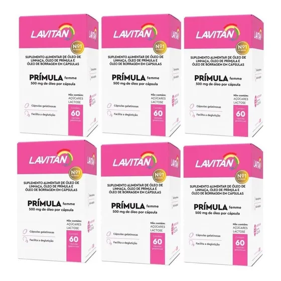 Kit Com 6 - Lavitan Prímula Femme Com 60 Cápsulas Cada