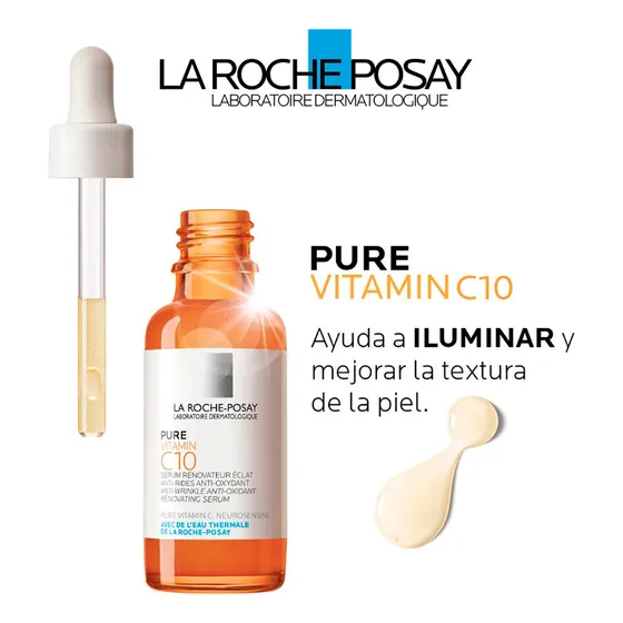 Sérum Serum renovador anti-arrugas y antioxidante La Roche-Posay Pure Vitamin C10 día/noche para todo tipo de piel de 30mL/30g 30+ años