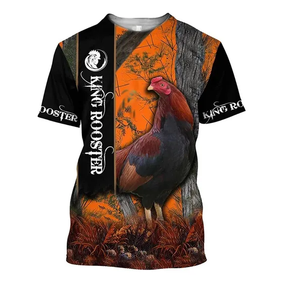 Camiseta Casual Com Estampa 3d Galo Briga