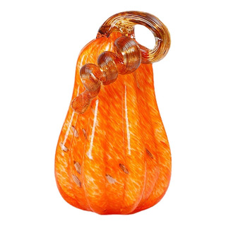 Figura De Calabaza De Cristal Con Decoración De Calabaza Par Figura De Calabaza De Cristal Con Decoración De Calabaza Par