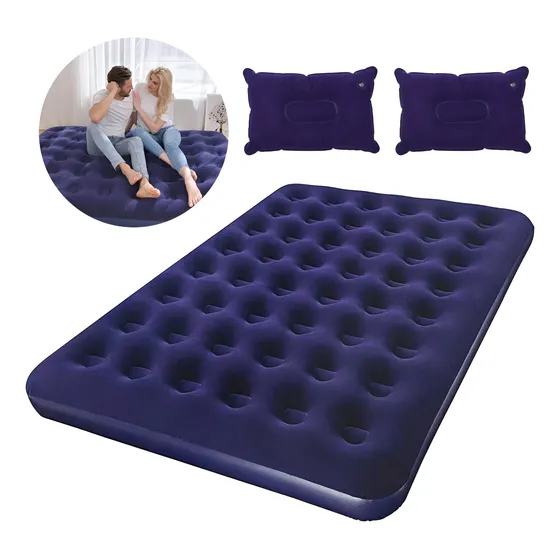 Cama Colchón Matrimonial Inflable Camping 2 Plazas Almohadas