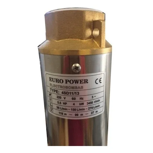Bomba Pozo Profundo Europower 5,5 Hp Trifásica, 230 Volts.4 