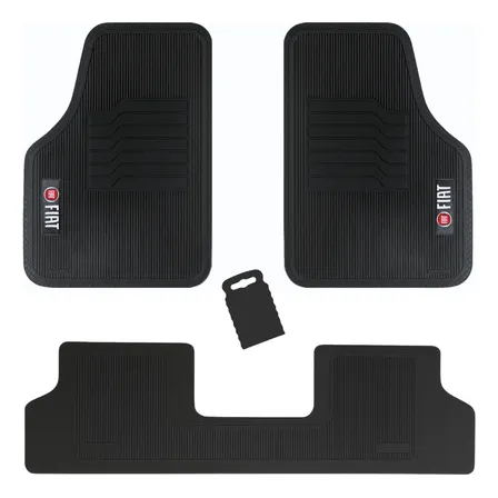 Jogo Tapetes Fiat Emborrachado Personalizado 5 Pçs Preto 3 Peças Palio 1996 A 2011