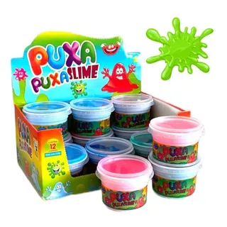 Kit 12 Slime Massinha Puxa Atacado Lembrancinha Colorida Kit 12 Slime Massinha Puxa Atacado Lembrancinha Colorida