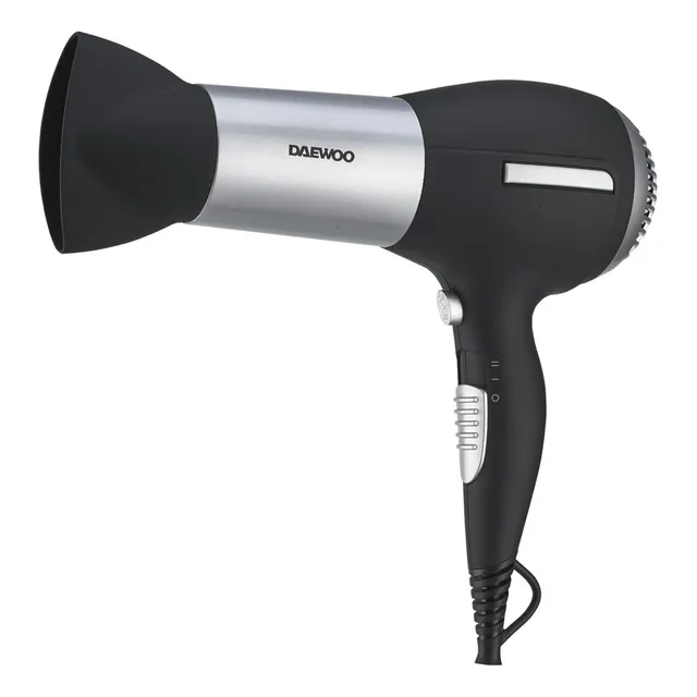 Secador De Pelo Profesional Daewoo 2000w Funcion Frio 2 Vel Color Negro Con Gris
