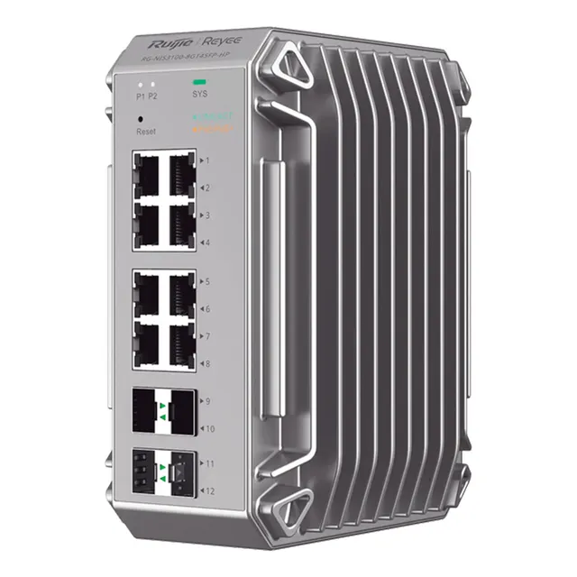 Ruijie Switch Industrial Poe Hasta , Ideal Para Temperaturas Extremas Y Protección Contra Descargas, 4 Puertos Gigabit Poe 802.3 Af/at, 2 Puertos Sfp Administrable Cloud