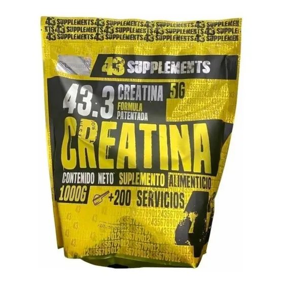 43 Supplements Creatina Monohidratada 1 Kg 200 Servicios Sabor Sin Sabor