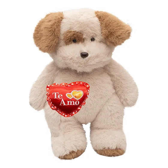 Peluche De San Valentin Perrito Con Corazon Te Amo Color Te Amo Rojo