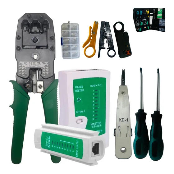 Kit de Ferramentas para Manutenção de Redes RJ11 RJ45 Manutenção e Alicate de Crimpagem inlcui Estojo Prático Rws