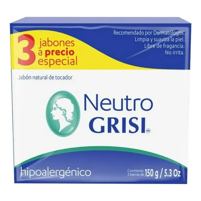 Jabón En Barra Natural X3 Unidades 150g Grisi