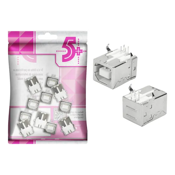 10x Peças Conector Usb Fêmea 90º P/ Impressora Yh-usb03
