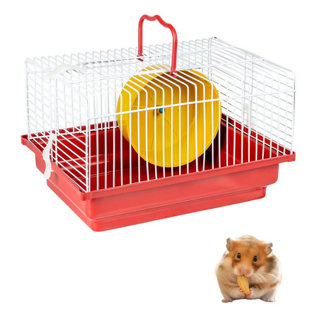 Gaiola Hamster Roedores Porquinho Da Índia Com Roda Pequena Cor Vermelho Gaiola Hamster Roedores Porquinho Da Índia Com Roda Pequena Cor Vermelho
