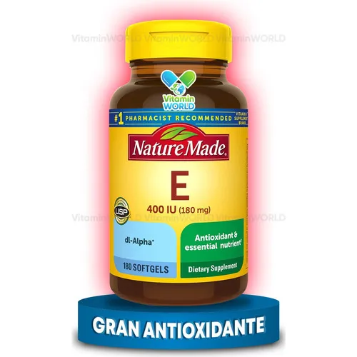 Nature Made Vitamina E 180 Mg 400 Ui (d-alpha) 180 Softgels Sabor Sin Sabor