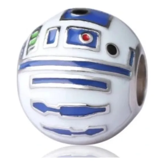 Charm 100% Plata Ley S925 Dije Star Wars Guerra Galaxias R2d2