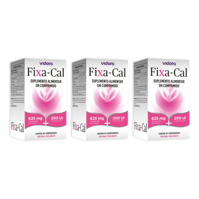 3 Fixa-cal Cálcio + Vitamina D P/ Ossos 90 Cp Sem Sabor