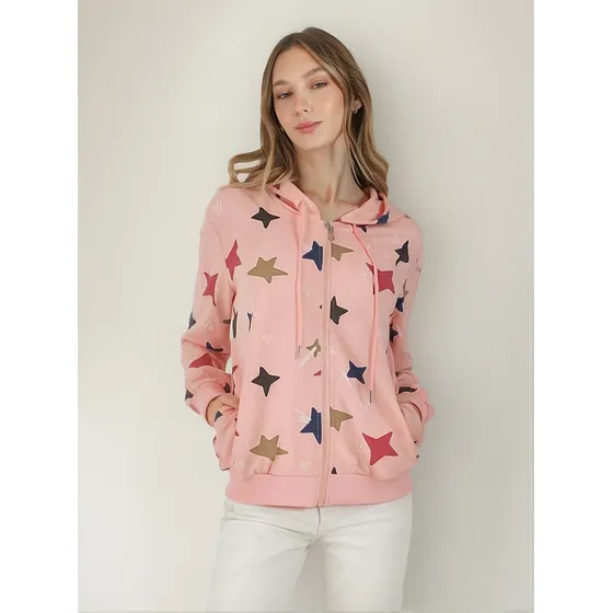 Campera Mantra De Algodón Capucha Y Bolsillos 9866 Pink