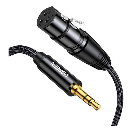 Cabo De Áudio Microfone Ugreen 3.5mm Para Xlr Fêmea 2m Preto Cabo De Áudio Microfone Ugreen 3.5mm Para Xlr Fêmea 2m Preto