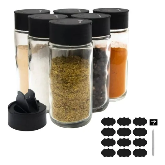 Pote Tempero Frasco Kit 10 Tampa Dosadora +etiqueta+ Caneta