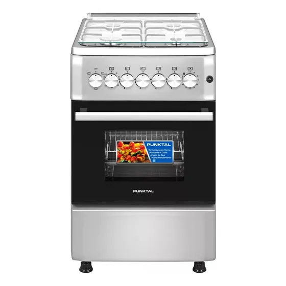 Cocina Combinada Punktal 4 Hornallas Gris Oscuro