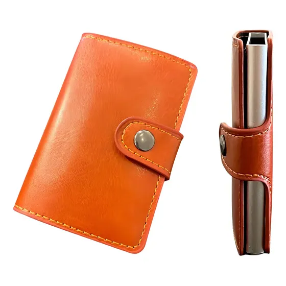 Tarjetero Billetera Bloqueo Rfid Anti Clonacion Color Marron Claro Una Ganga 230733 | Cuotas sin interés