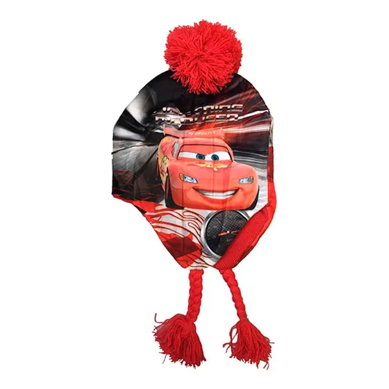 Gorro Infantil Invierno Cars Con Pompón Y Orejera