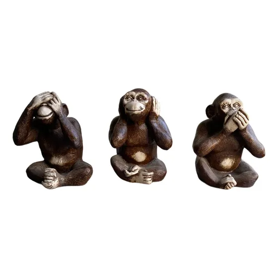 Los Tres Monos Sabios   -   3 Figuras, De 17 Cm Cada Uno