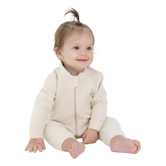 Pijama Macacão Bebê Mãe E Filha Soft Off White