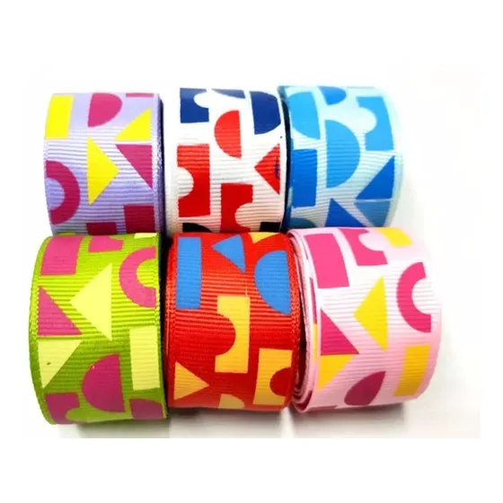 Cinta Grogen 2,5cm Set 6.6 Metros Estampado Geométrico