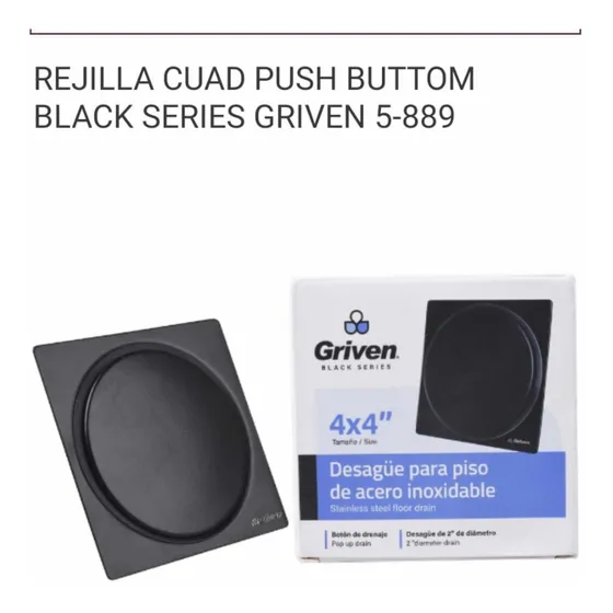 Desague Rejilla Centro Piso Negro Mate Push Botón