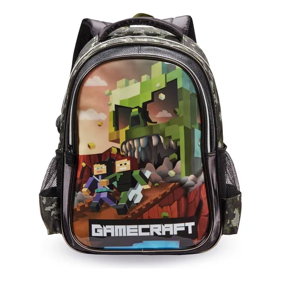 Mochila Infantil Creche Menino Gamecraft Roblocks Cor Preto