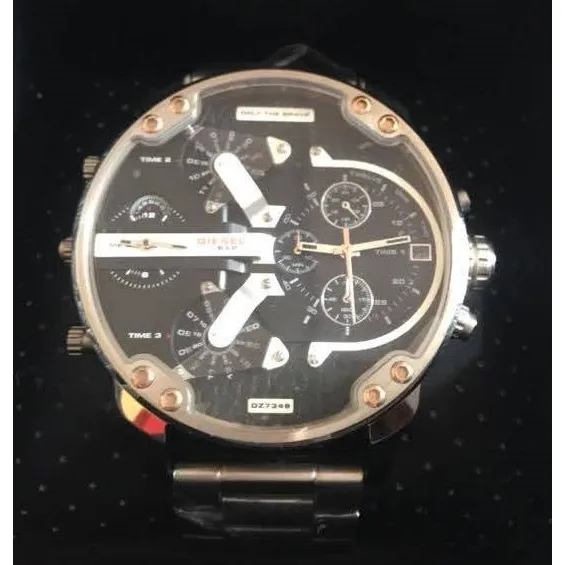Diesel Reloj Plateado Mr.daddy Cuarzo Acero Inoxidable Nuevo