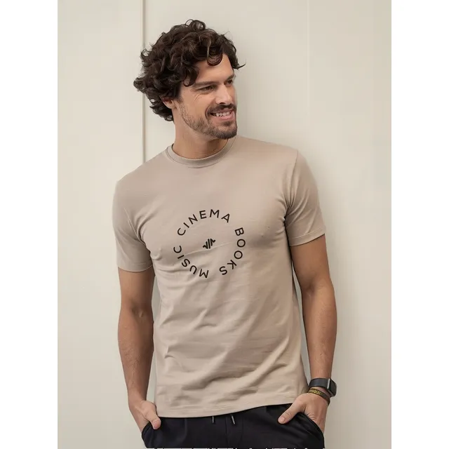 Camiseta Masculina Slim Estampada Algodão Sustentável