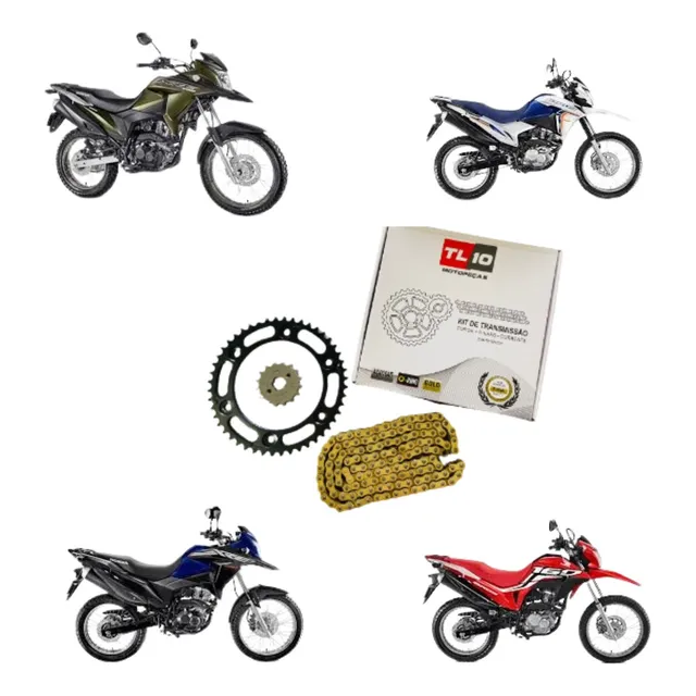 Kit Relação C/ Retentor Bros 160 Xre 190 Corrente Dourada