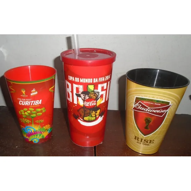 Lote 3 Copos Copa Mundo 2014 Futebol Mc Donalds Cerveja Coca
