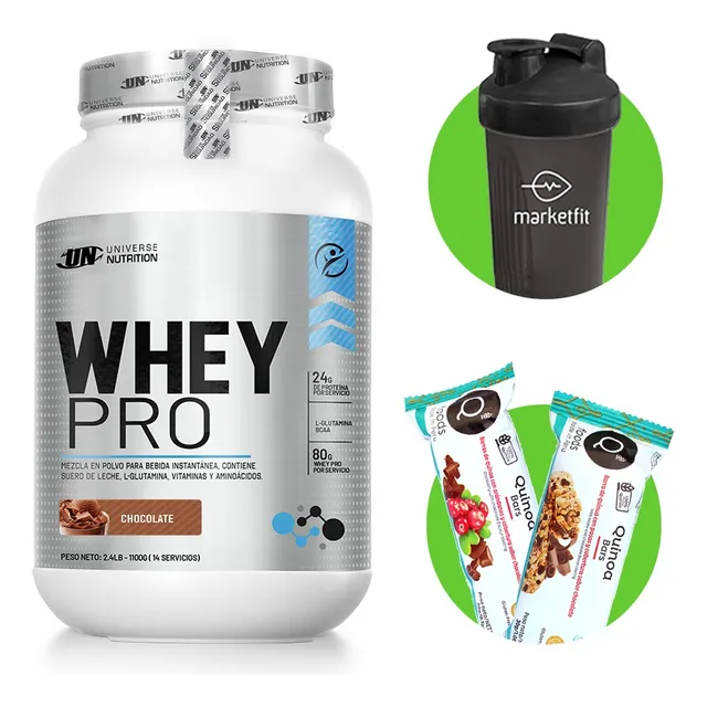 Proteina Whey Pro 1.1kg Chocolate Un + Shaker + 02 Snacks