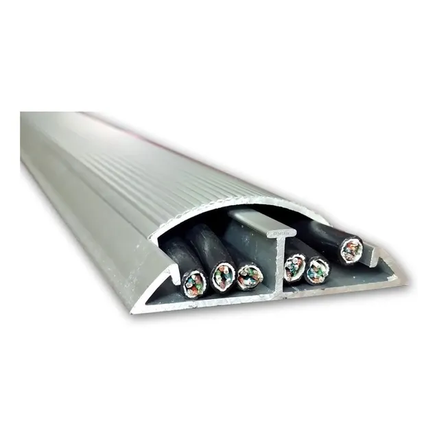 Canaleta para Piso aluminio 1.25 Metros 5 piezas 17x60 Mm 2 Vías resistente tapa desmontable Color aluminio natural