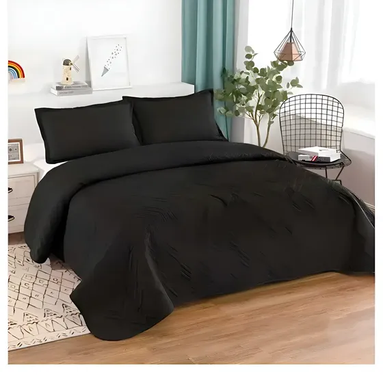 Cubrecama Quilt De Verano 2 Plazas Lisos Color Negro | Cuotas sin interés