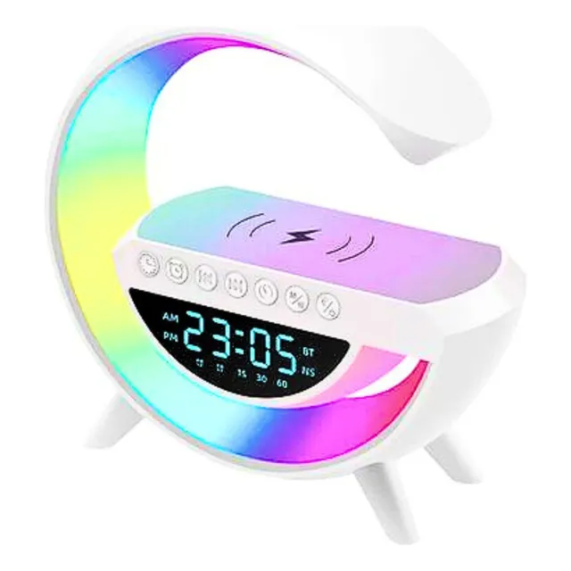 Lámpara Smart Parlante Con Reloj Digital 5 En 1_okidoki