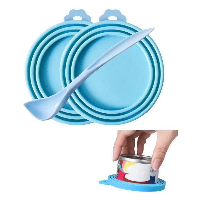 Tapa Silicona Enlatados Lata Alimento Gatos Perros + Cuchara