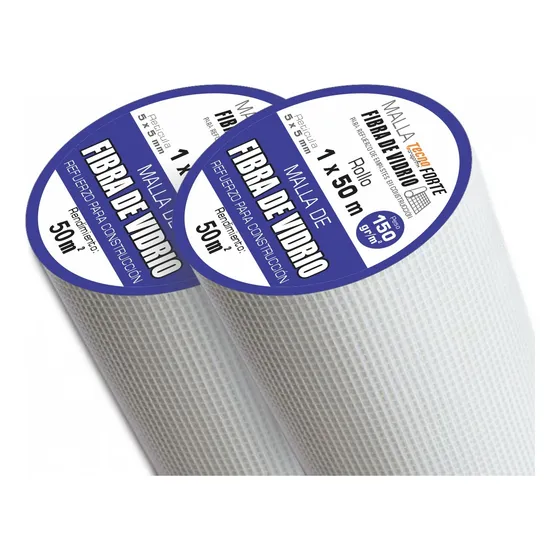 2 Rollos Malla De Fibra De Vidrio, Sin Adhesivo, 1 X 50 Mts.