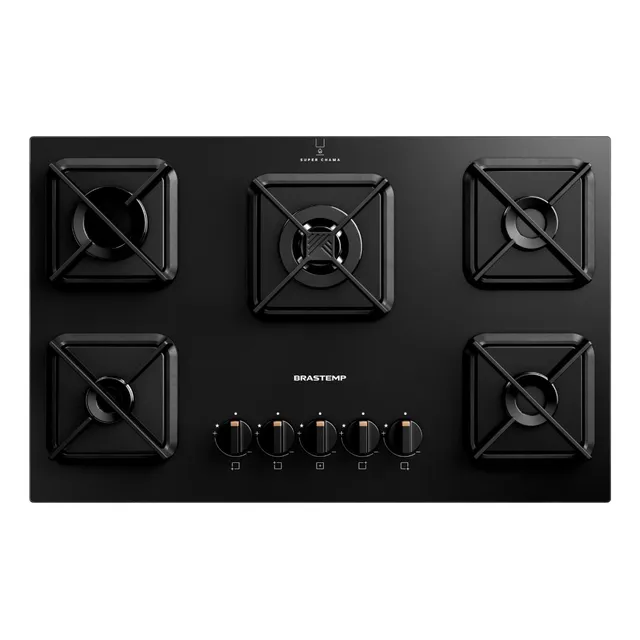 Cooktop Brastemp 5 Bocas A Gás Bds75ae Ferro Fundido E Sup Preto...