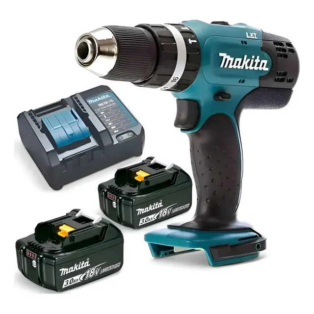 Furadeira Parafusadeira 18v Dhp453 Makita Com 2 Baterias 3ah Azul-turquesa 18v