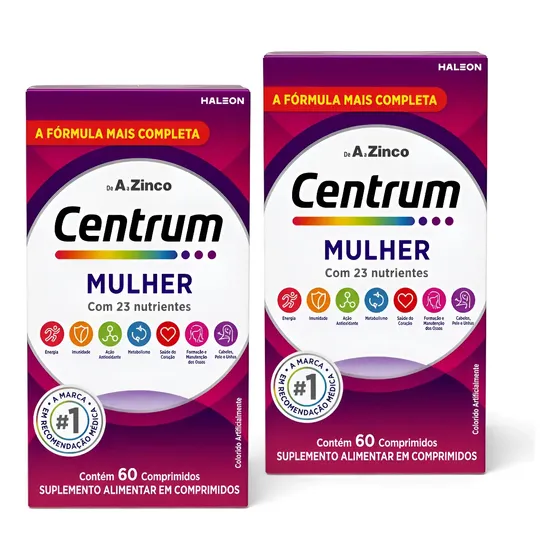 Kit 2 Vitaminas Centrum Essentials Homem E Mulher 60 Comprimidos Cada