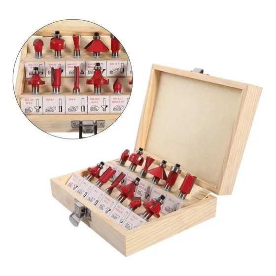 Juego Brocas Fresas Router Madera 15 Pcs 6.35mm