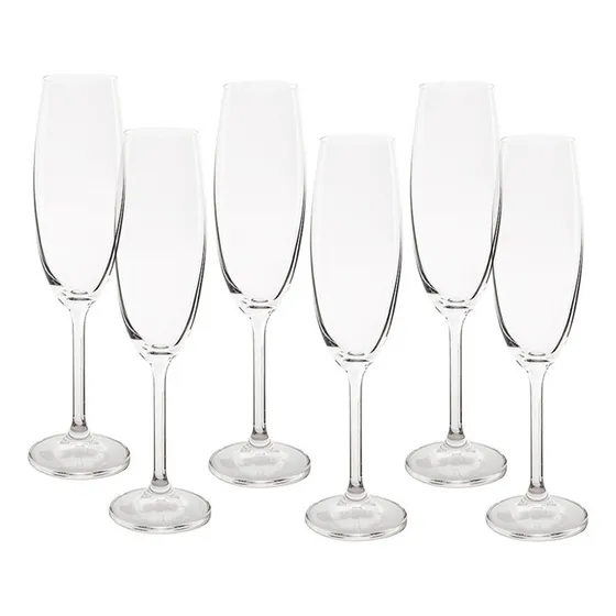 Jogo Taças Cristal Titânio 220ml Conjunto 6 Taças Champanhe Cor Transparente