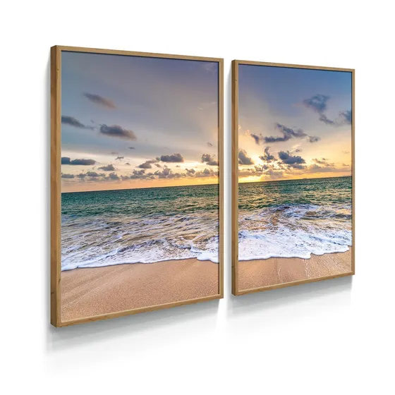 Quadros Decorativos Praia Mar Paisagem Entardecer Quarto
