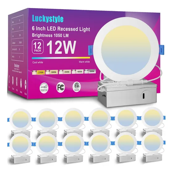 12 Luz Led Empotrabl Ultrafina 5cct 6  Lata Caja Conexion