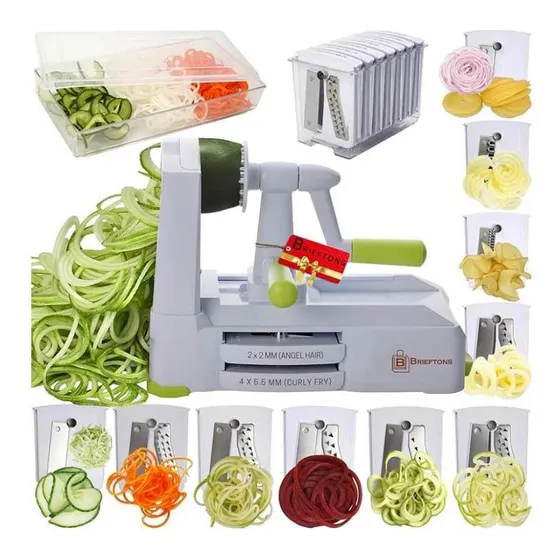 Cortador Rallador De Verduras En Espiral 5 Cuchillas Acero